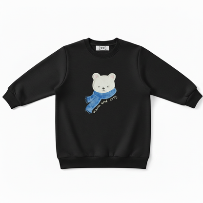 Cute Polar Bear Blue Scarf Graphic Crewneck C1051
