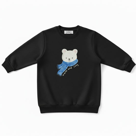 Cute Polar Bear Blue Scarf Graphic Crewneck C1051
