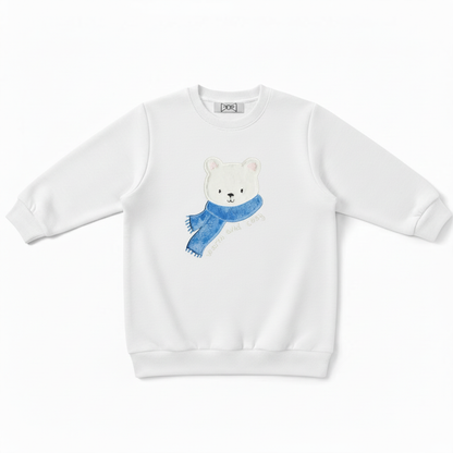 Cute Polar Bear Blue Scarf Graphic Crewneck C1051
