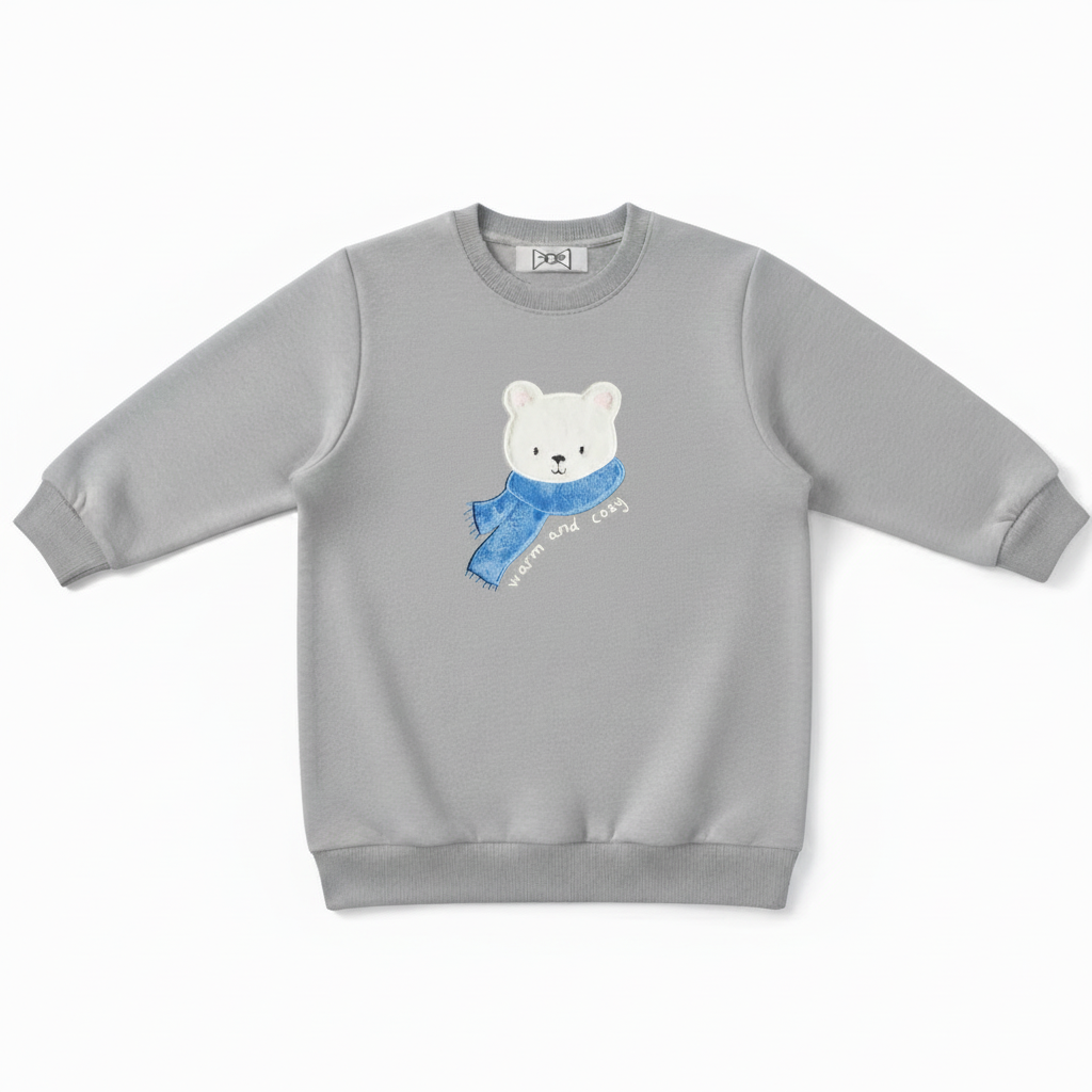 Cute Polar Bear Blue Scarf Graphic Crewneck C1051