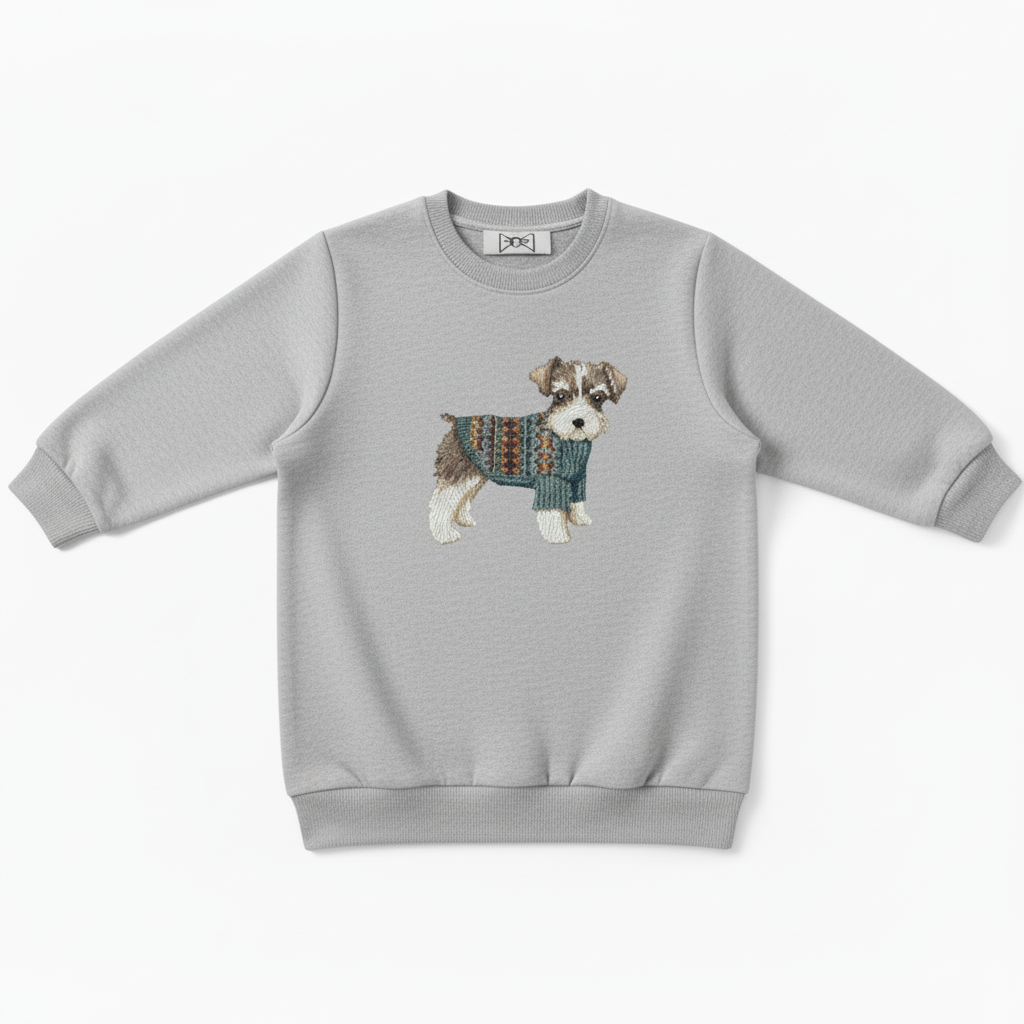 Cute Schnauzer Green Sweater Graphic Crewneck C1052