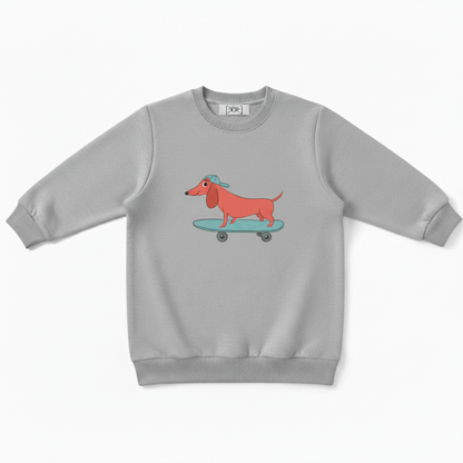 Skateboarding Dachshund Green Cap Graphic Crewneck C1053