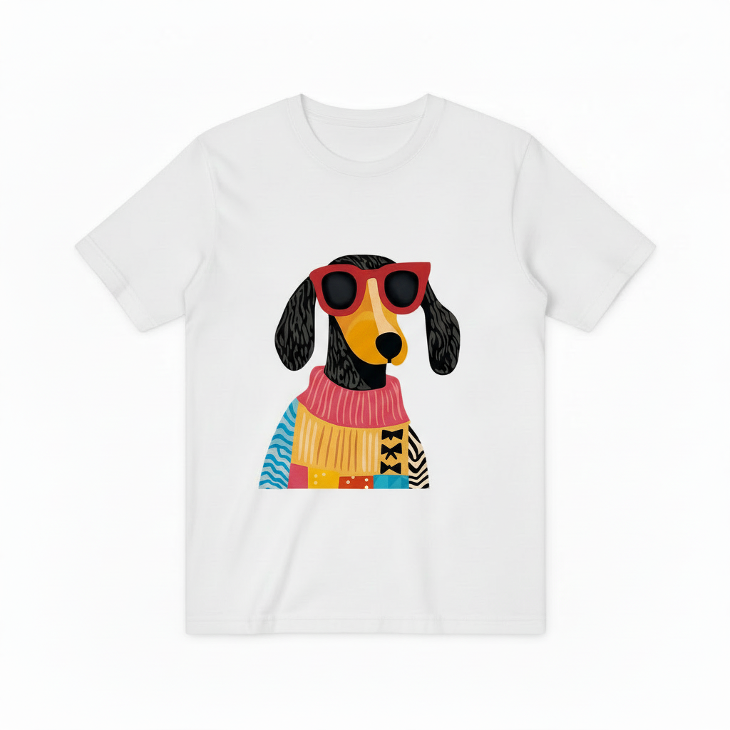 Colorful Patchwork Dachshund Graphic Tee, Funny Dog Lover Gift T-Shirt T4016