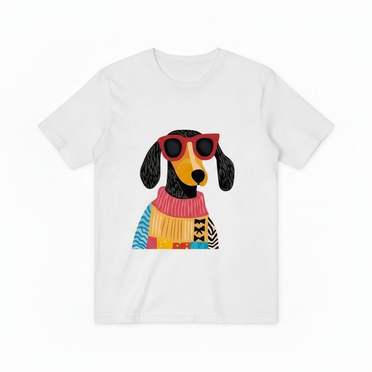 Colorful Patchwork Dachshund Graphic Tee, Funny Dog Lover Gift T-Shirt T4016