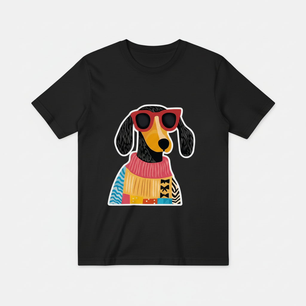 Colorful Patchwork Dachshund Graphic Tee, Funny Dog Lover Gift T-Shirt T4016