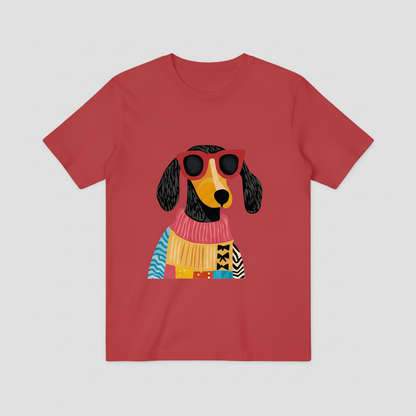 Colorful Patchwork Dachshund Graphic Tee, Funny Dog Lover Gift T-Shirt T4016
