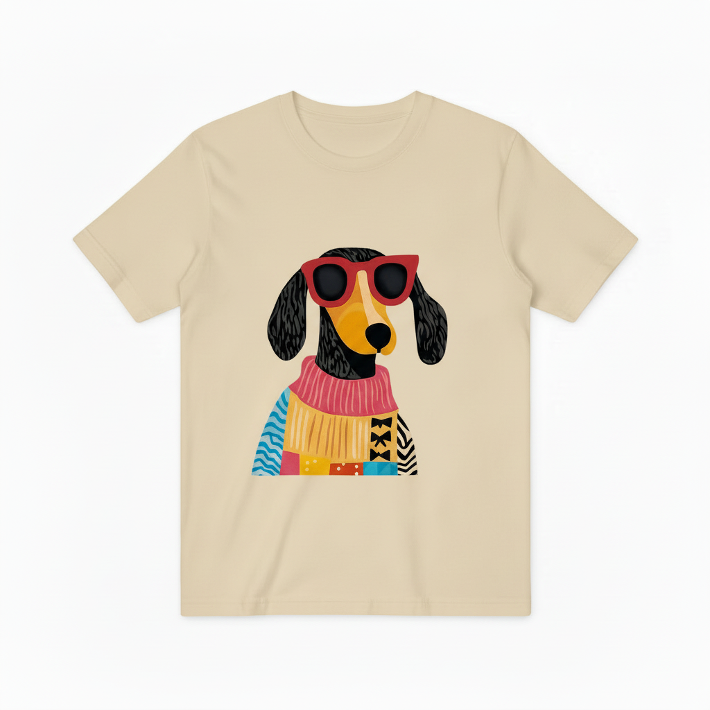 Colorful Patchwork Dachshund Graphic Tee, Funny Dog Lover Gift T-Shirt T4016