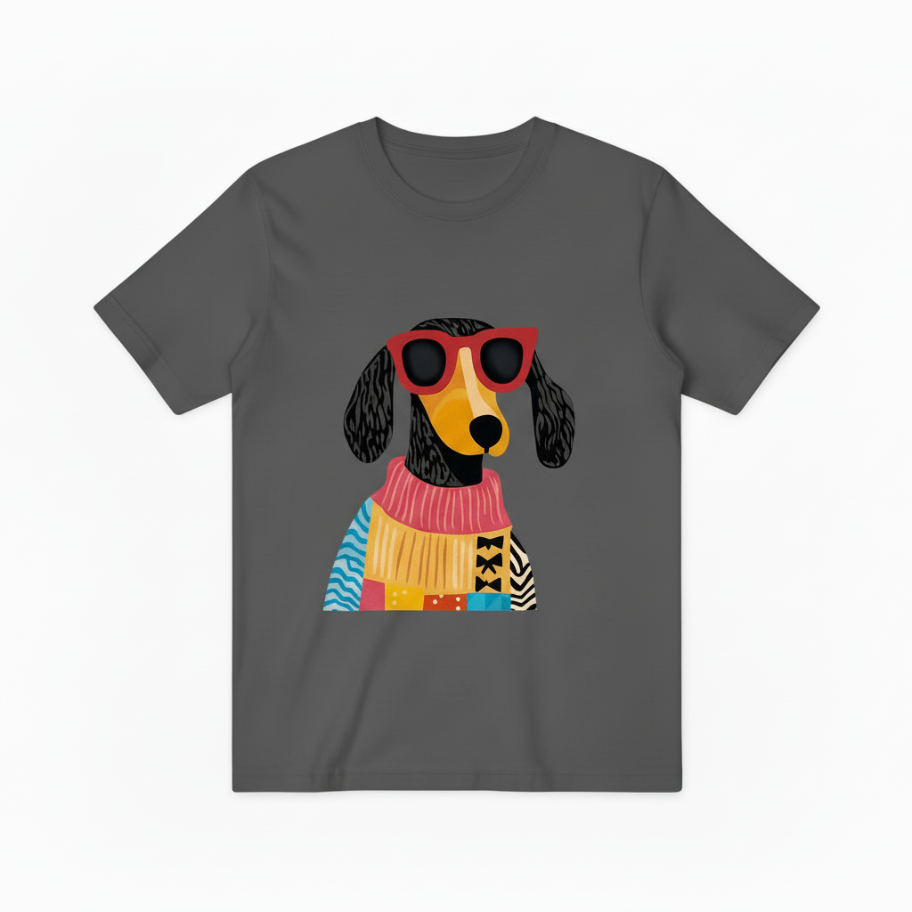 Colorful Patchwork Dachshund Graphic Tee, Funny Dog Lover Gift T-Shirt T4016