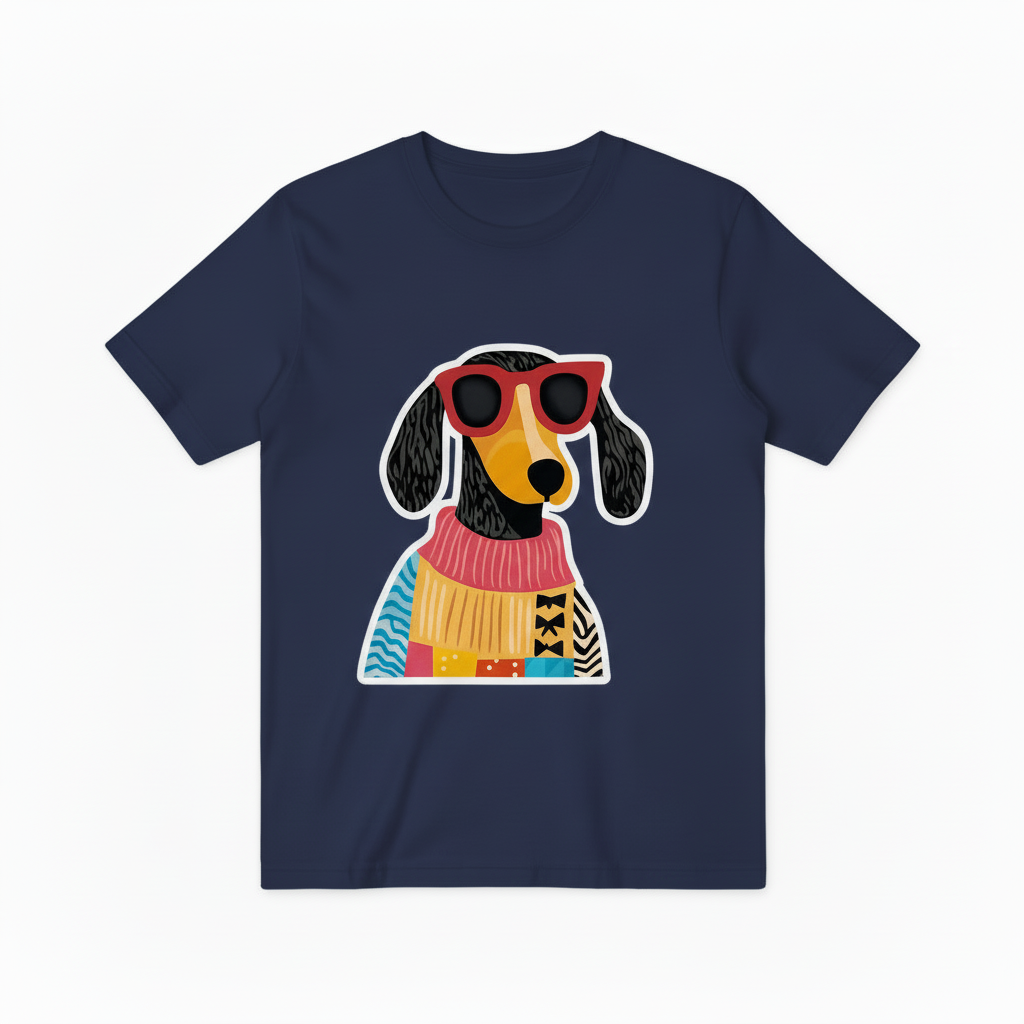 Colorful Patchwork Dachshund Graphic Tee, Funny Dog Lover Gift T-Shirt T4016