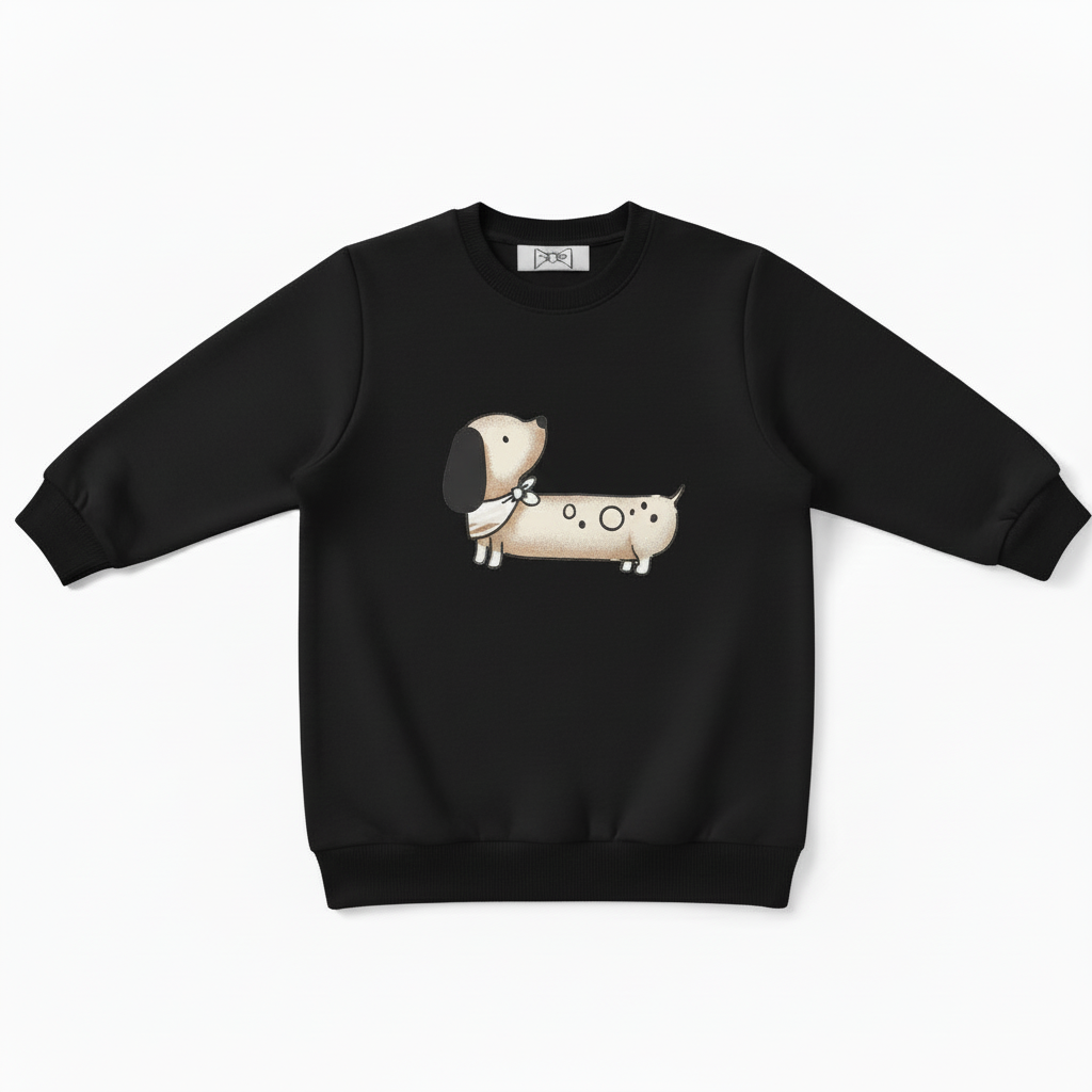 Cute Spotty Wiener Dog Bow Pet Crewneck C1061