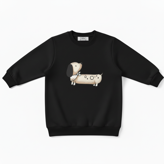 Cute Spotty Wiener Dog Bow Pet Crewneck C1061