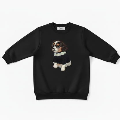 Cute Cavalier Spaniel Mint Collar Pet Crewneck C1063