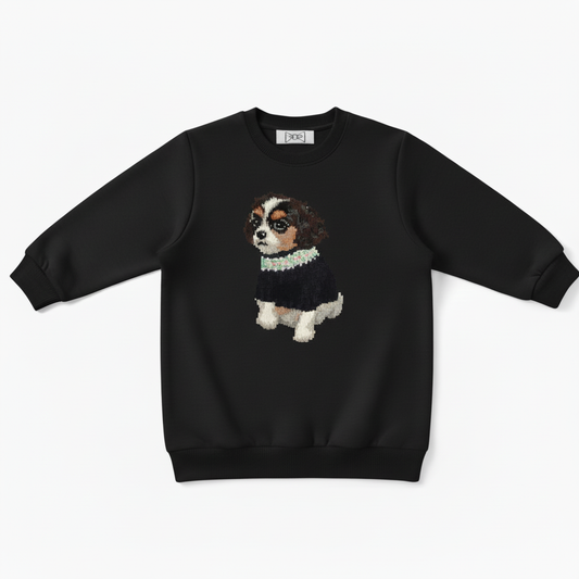 Cute Cavalier Spaniel Mint Collar Pet Crewneck C1063