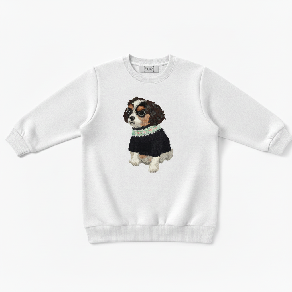 Cute Cavalier Spaniel Mint Collar Pet Crewneck C1063