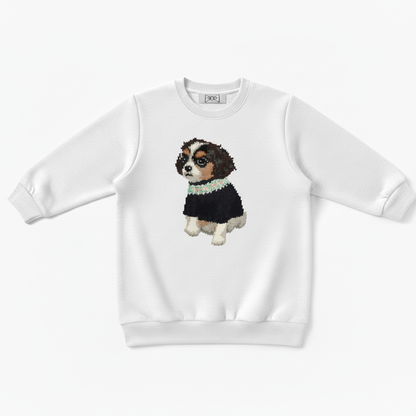 Cute Cavalier Spaniel Mint Collar Pet Crewneck C1063
