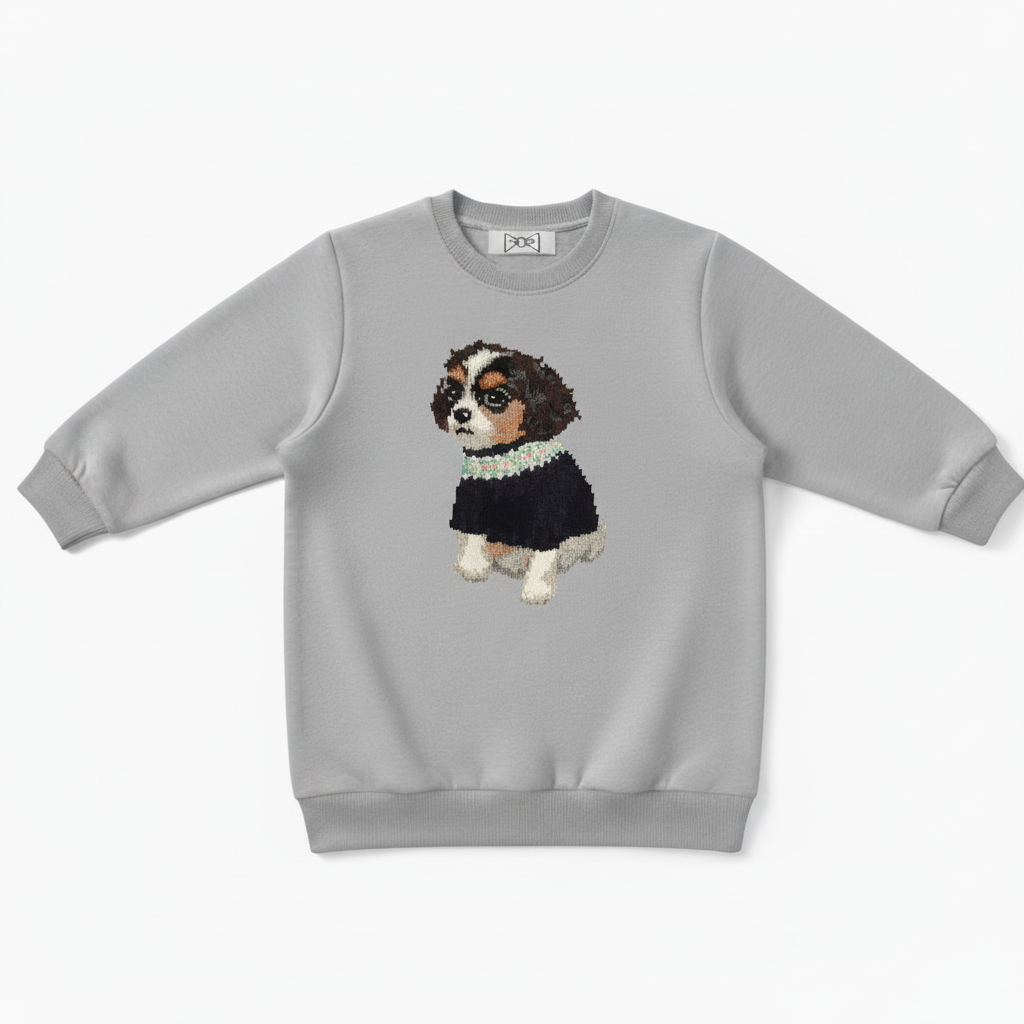 Cute Cavalier Spaniel Mint Collar Pet Crewneck C1063
