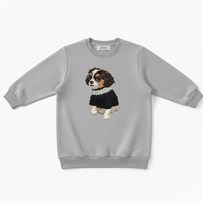 Cute Cavalier Spaniel Mint Collar Pet Crewneck C1063