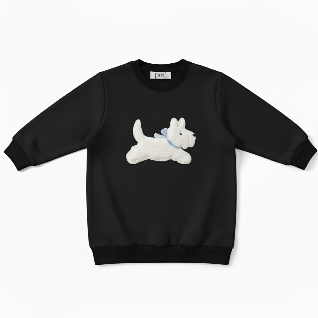 Westie Running Blue Bow Graphic Crewneck C1065