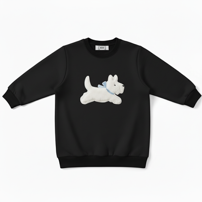 Westie Running Blue Bow Graphic Crewneck C1065