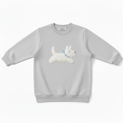 Westie Running Blue Bow Graphic Crewneck C1065