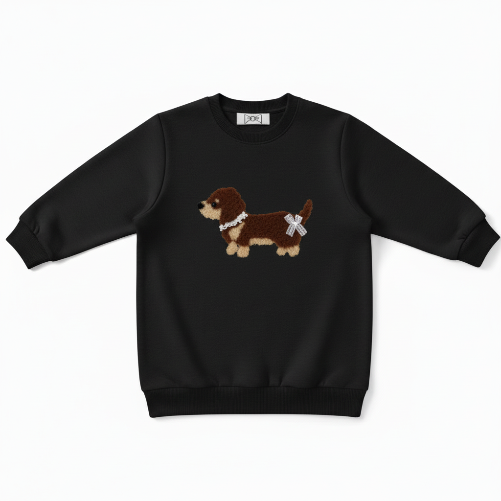 Cute Brown Dachshund Bow Tie Pet Crewneck C1067
