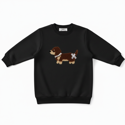 Cute Brown Dachshund Bow Tie Pet Crewneck C1067