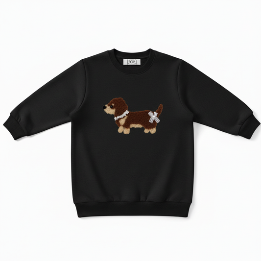 Cute Brown Dachshund Bow Tie Pet Crewneck C1067