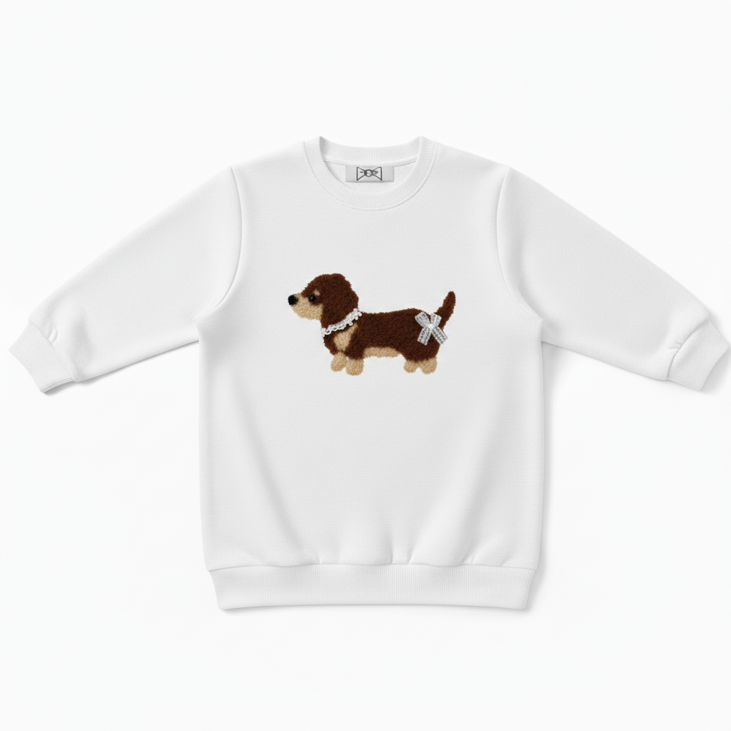 Cute Brown Dachshund Bow Tie Pet Crewneck C1067