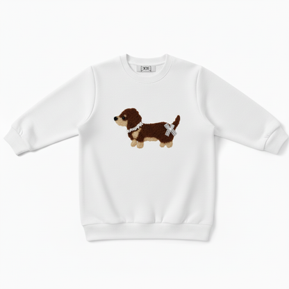 Cute Brown Dachshund Bow Tie Pet Crewneck C1067