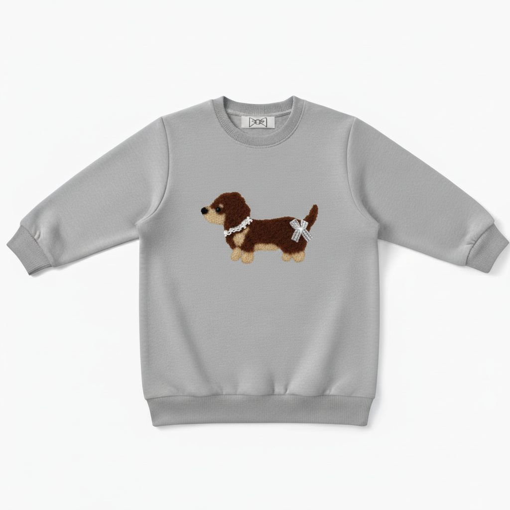 Cute Brown Dachshund Bow Tie Pet Crewneck C1067