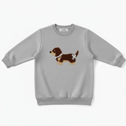 Cute Brown Dachshund Bow Tie Pet Crewneck C1067
