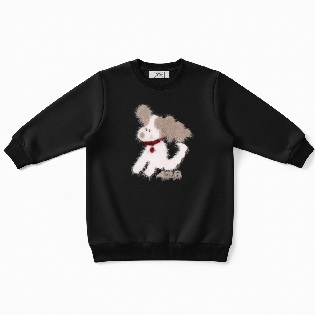 Fluffy Puppy Red Bell Collar Graphic Crewneck C1068