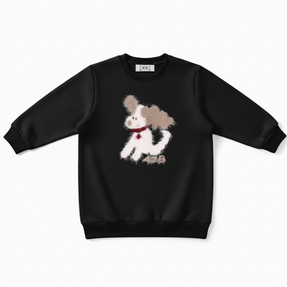 Fluffy Puppy Red Bell Collar Graphic Crewneck C1068