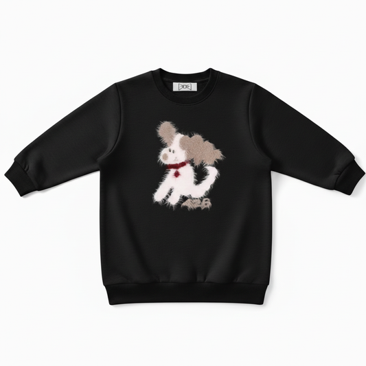 Fluffy Puppy Red Bell Collar Graphic Crewneck C1068
