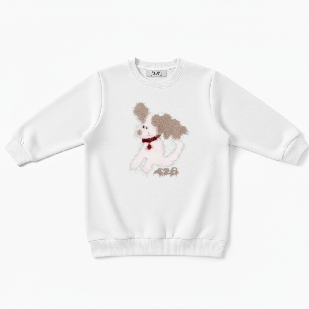 Fluffy Puppy Red Bell Collar Graphic Crewneck C1068