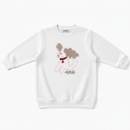 Fluffy Puppy Red Bell Collar Graphic Crewneck C1068