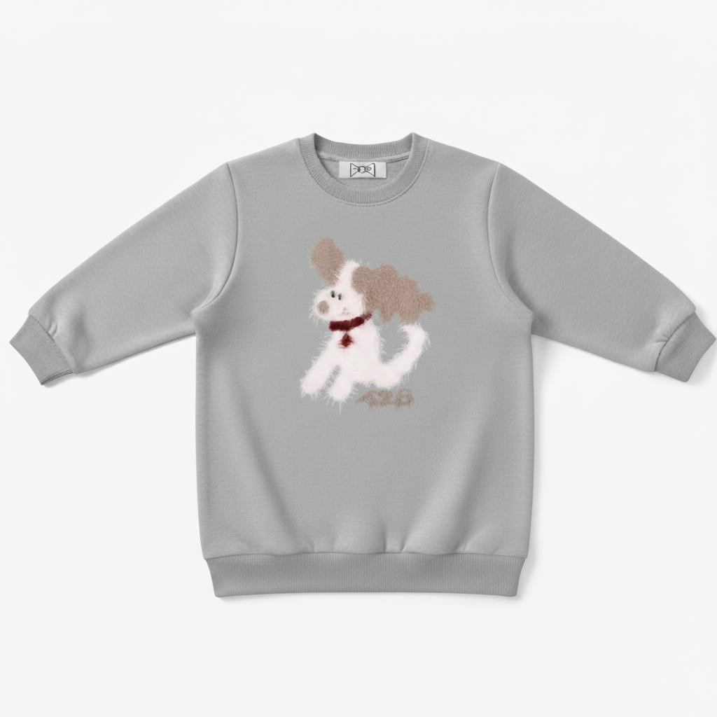 Fluffy Puppy Red Bell Collar Graphic Crewneck C1068