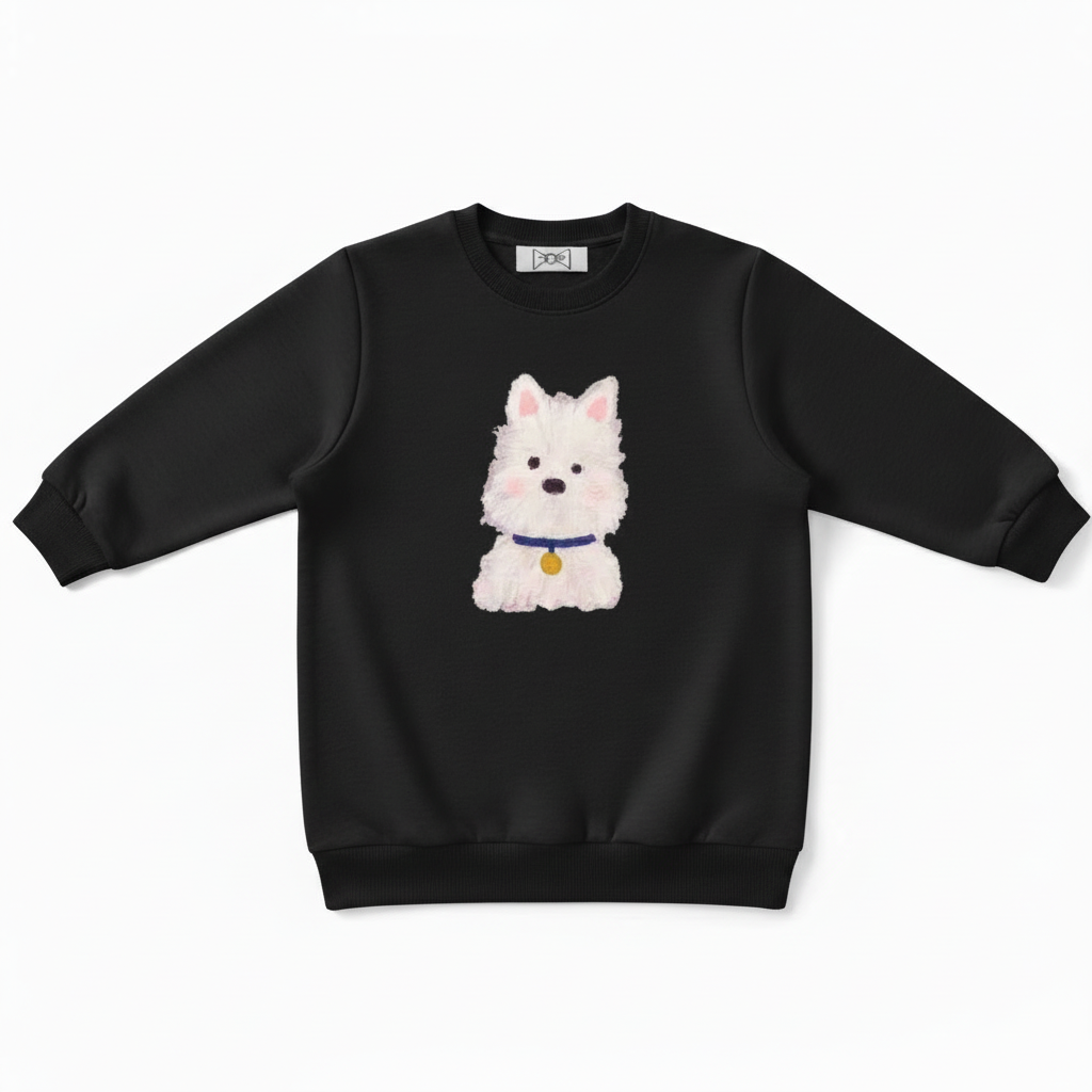 Cute White Westie Blue Collar Pet Crewneck C1069