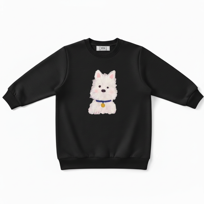 Cute White Westie Blue Collar Pet Crewneck C1069
