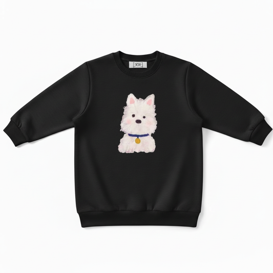 Cute White Westie Blue Collar Pet Crewneck C1069