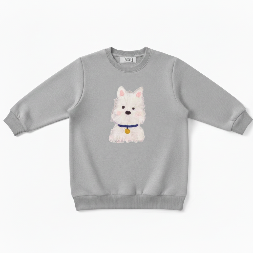 Cute White Westie Blue Collar Pet Crewneck C1069
