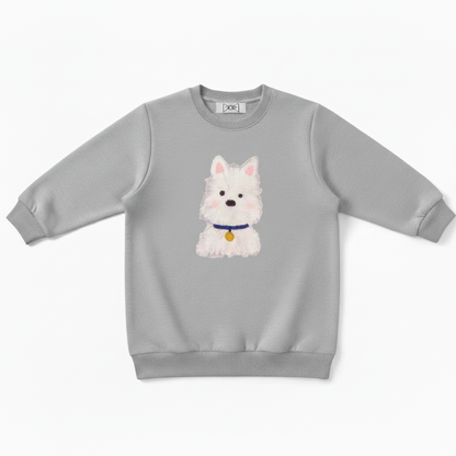 Cute White Westie Blue Collar Pet Crewneck C1069