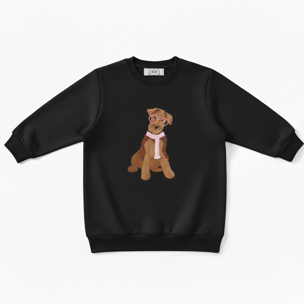 Airedale Terrier Pink Glasses Scarf Graphic Crewneck C1071