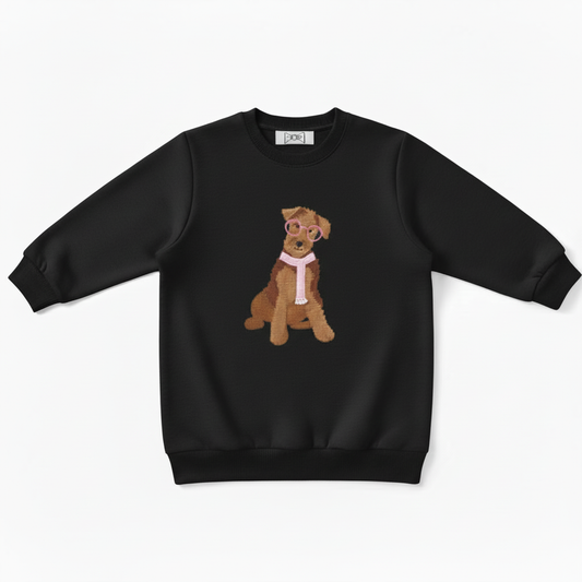 Airedale Terrier Pink Glasses Scarf Graphic Crewneck C1071