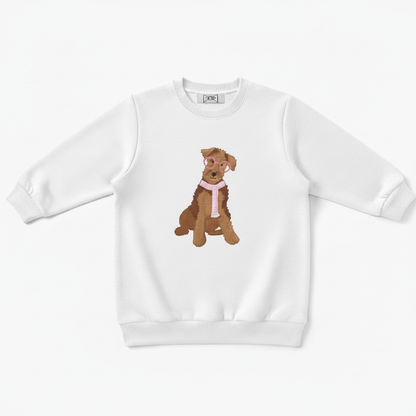 Airedale Terrier Pink Glasses Scarf Graphic Crewneck C1071