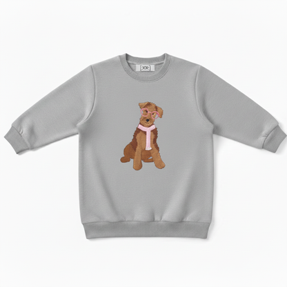 Airedale Terrier Pink Glasses Scarf Graphic Crewneck C1071