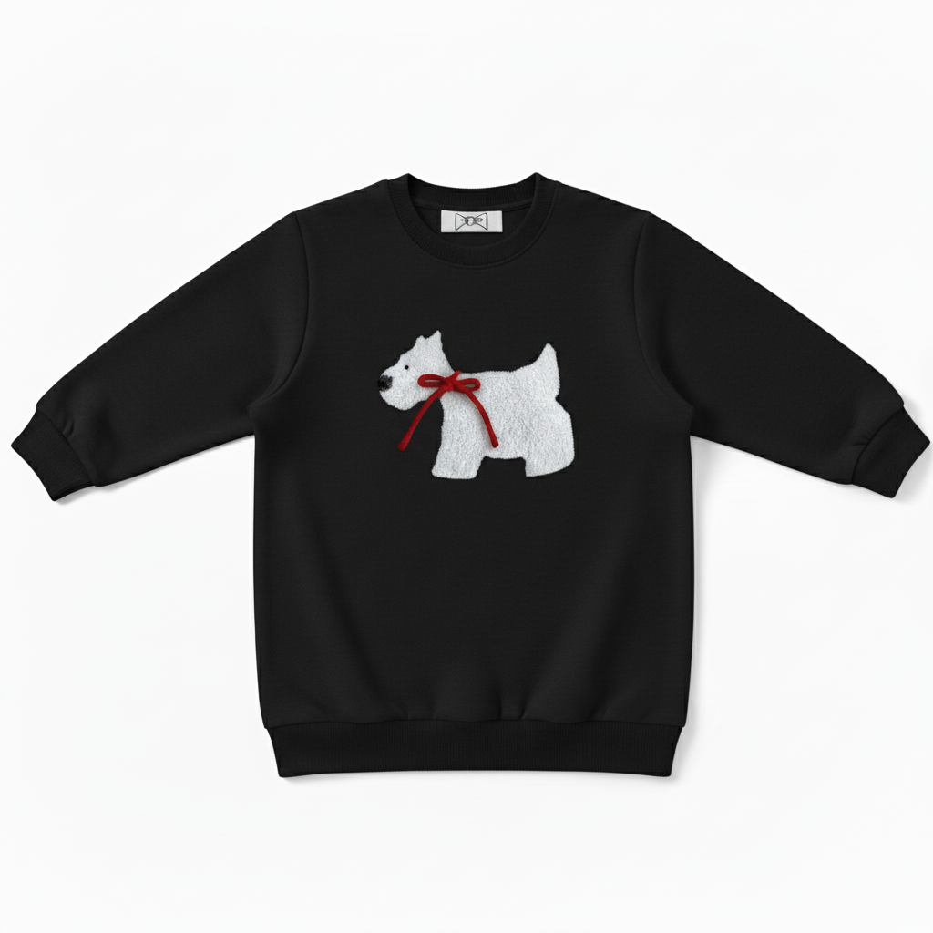Scottish Terrier Red Bow Side Profile Crewneck C1076