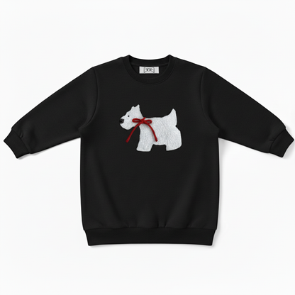 Scottish Terrier Red Bow Side Profile Crewneck C1076