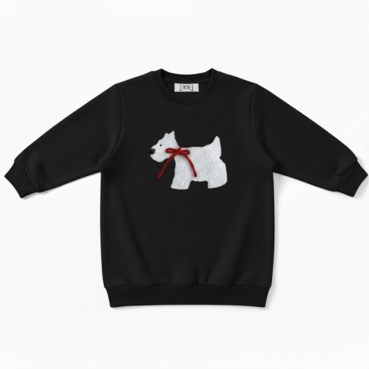 Scottish Terrier Red Bow Side Profile Crewneck C1076