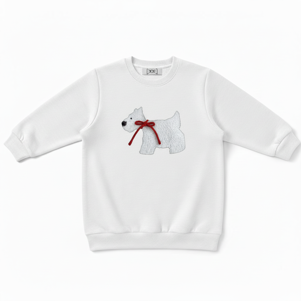 Scottish Terrier Red Bow Side Profile Crewneck C1076